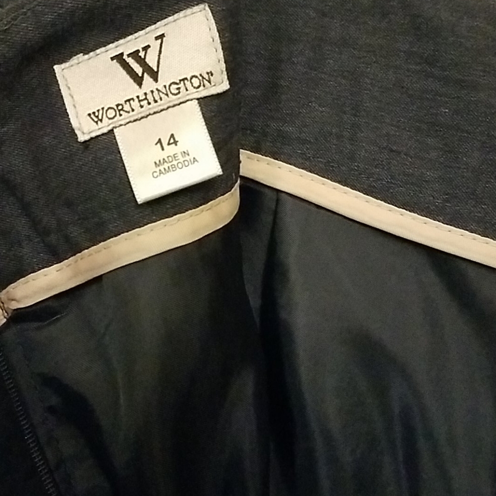 3/$20 Pencil Skirt 14 Navy Worthington - Picture 2 of 7